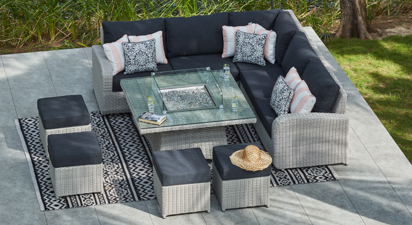 Ledbury 1E - Corner Sofa with Firepit Dining Table