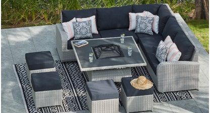 Ledbury 1F - Corner Sofa with Charcoal Firepit Coffee Table