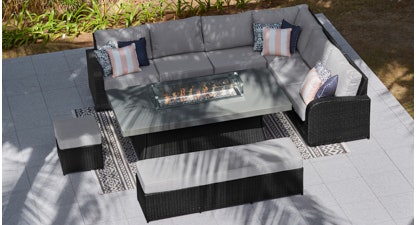 Ledbury 2AC - Corner Sofa with Stone Firepit Dining Table