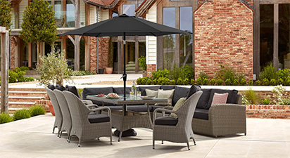 Ledbury 2L - Extended Corner Sofa and 4 Seat Dining Table Set