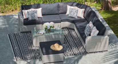 Ledbury 3A - Angled Corner Sofa with Coffee Table and Pouf