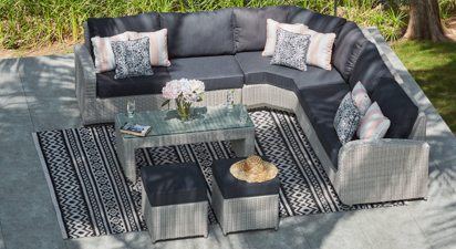 Ledbury 3B - Angled Corner Sofa with Coffee Table and Footstools