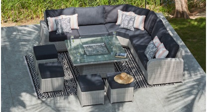 Ledbury 3G - Angled Corner Sofa with Gas Firepit Coffee Table