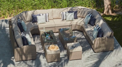 Ledbury 6B - U Shaped Angled Sofa with Drinks Cooler Coffee Tables