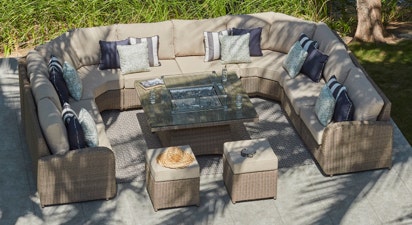 Ledbury 6C - U Shaped Angled Sofa with Firepit Coffee Table