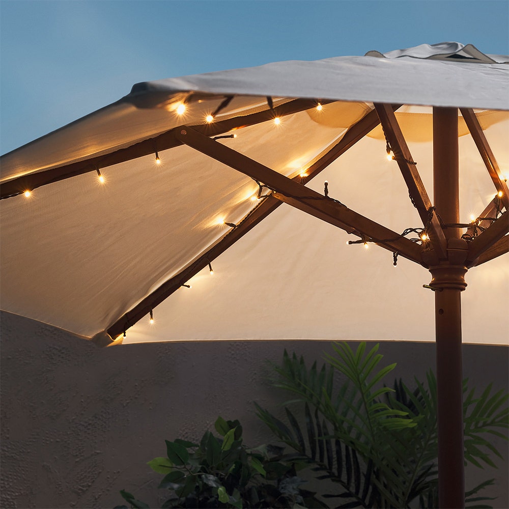 Lights 4 Fun 80 Warm White Led Battery Operated Parasol Lights