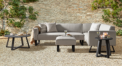 Mason 1B - Corner Sofa with Coffee Table, Pouf and Side Table