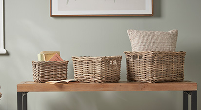 Set of 3 Wicker Storage Baskets