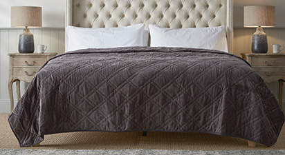 Charcoal Quilted Diamond Bedspread
