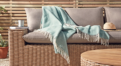 Sage Green Fishbone Wool Throw