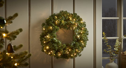 Pre Lit Faux Pine Christmas Wreath