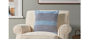 Navy & Blue Block Stripes Cushion 45x45cm