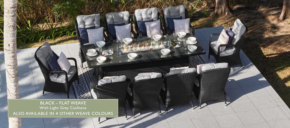 Eton 10 Seat Dining Table With Firepit, 10 Seater Round Outdoor Dining Table