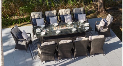 Eton 10 Seat Dining Table with Fire Pit and Drinks Coolers