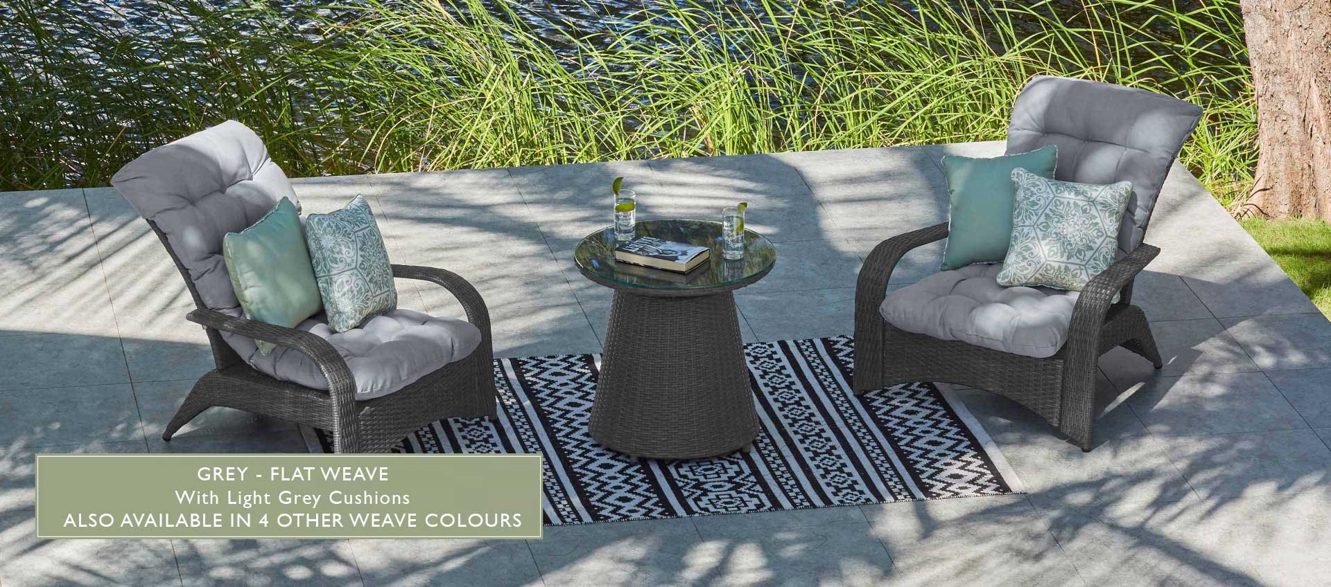 OCEAN - Bistro Set with Side Table - Mixed Grey