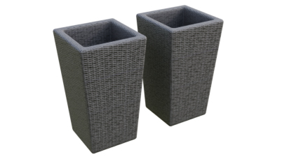 2 X WICKER PLANTERS - GREY