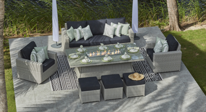 Primo 13 - 8 Seat Sofa Set with Gas Fire Pit Dining Table