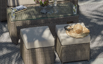 COFFEE TABLE with 2 x FOOTSTOOL - NATURAL