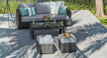 Primo 2 - 3 Seat Sofa with Coffee Table and Footstools