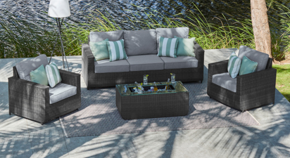 Primo 6 - 3 Seat Sofa with Drinks Coffee Table and Armchairs