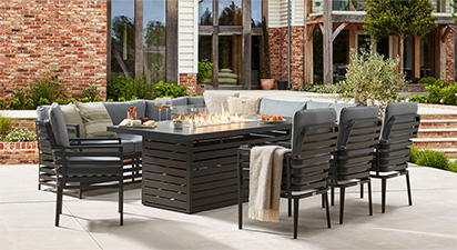 Salone 2M - Corner Sofa Dining Combo with Gas Fire Pit
