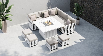 Salone 1G - Corner Sofa with Gas Fire Pit Dining Table