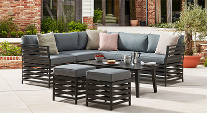 Salone 1B - Corner Sofa with Coffee Table and Footstools