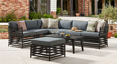 Salone 2A - Extended Corner Sofa with Coffee Table and Pouf