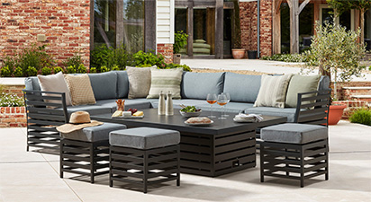 Salone 2H - Corner Sofa with Rising Table and Footstools