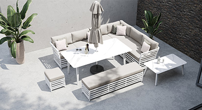 Salone 2U - Corner Sofa and Dining Combo with Bench