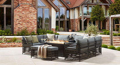 Salone 7E - U Shaped Sofa with Gas Fire Pit and Drinks Cooler