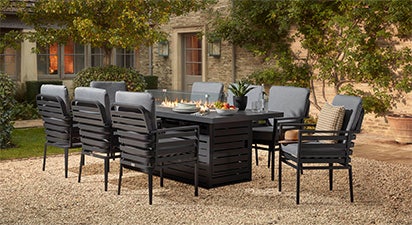 Salone 8SF - 8 Seat Gas Fire Pit Dining Table Set