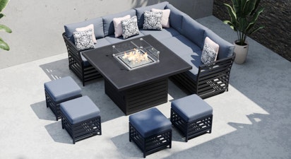 Salone 1G - Corner Sofa with Gas Fire Pit Dining Table