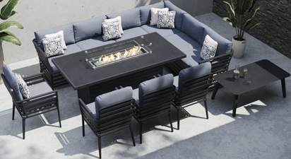 Salone 2M - Corner Sofa Dining Combo with Gas Fire Pit