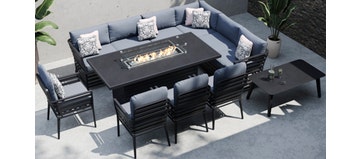 Salone 2M - Corner Sofa Dining Combo with Gas Fire Pit