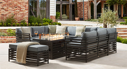 Salone 7F - U Shaped Sofa with Gas Fire Pit and Bench