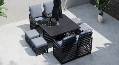 Salone Cubo 4 - 8 Seat Dining Set with Parasol