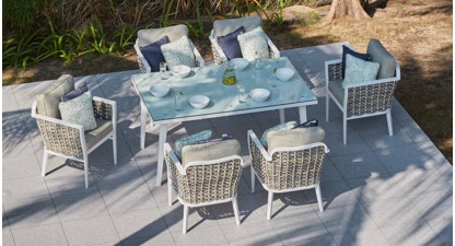 Sky 6S - 6 Seat Dining Set with Glass Table