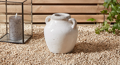 Small White Stone Rounded Vase