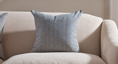 Hampton Stripe Button Cushion - Navy