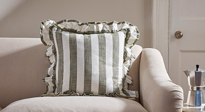 Wide Stripe Cushion - Olive
