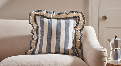 Wide Stripe Cushion - Flint Blue