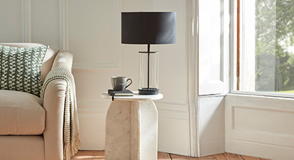Chloe Clear Glass and Black Metal Table Lamp