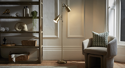 Ollie Antique Brass Metal Task Floor Lamp
