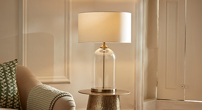 Daisy Clear Glass and Antique Brass Table Lamp