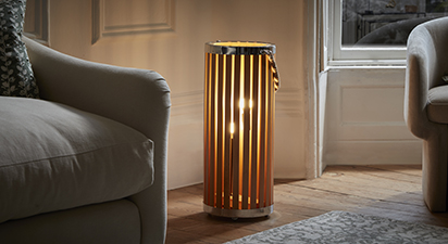 Natural Wood Large Lantern Floor Lamp