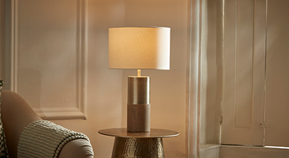 Ellie Grey Wood and Silver Metal Table Lamp