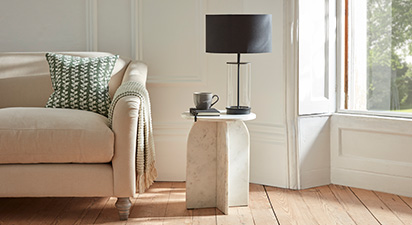 Sutton White Solid Marble Side Table
