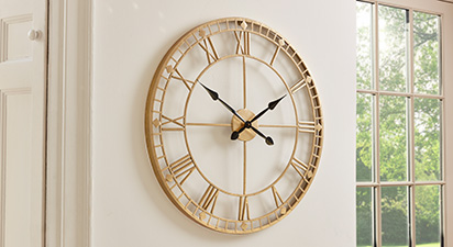 Antique Gold Large Metal Round Wall Clock