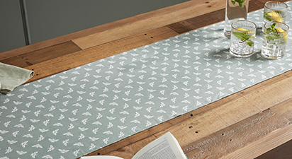 Bee Print Table Runner - Moss